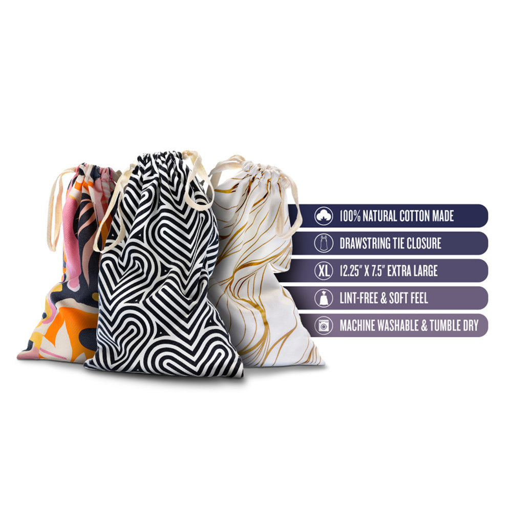 Cotton Printed Toy Storage Bags: Graphic Hearts