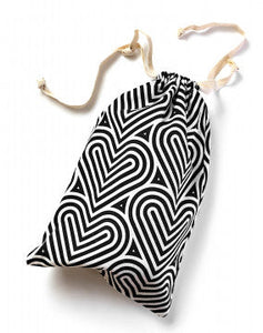 Cotton Printed Toy Storage Bags: Graphic Hearts