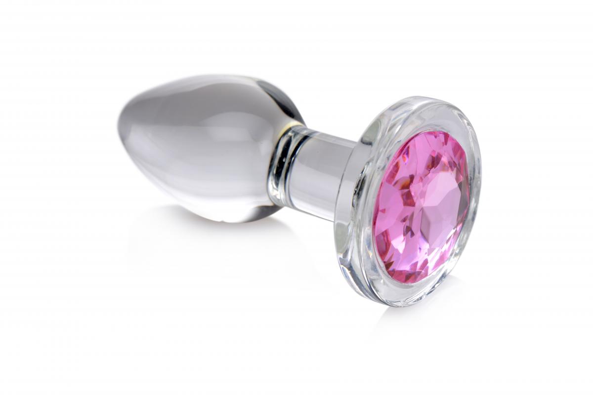 Glass Butt Plug With Pink Gem