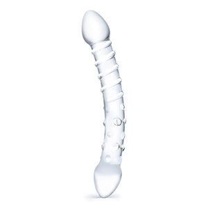 Textured & Curved Simple Glass Double-Ended Dildo