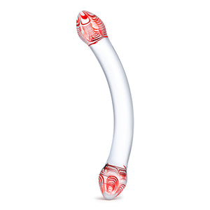 Red Head Double Glass Curved Dildo