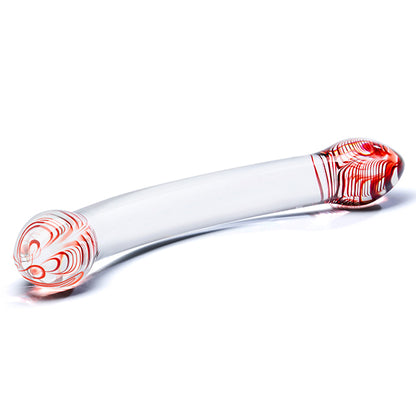 Red Head Double Glass Curved Dildo