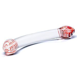 Red Head Double Glass Curved Dildo