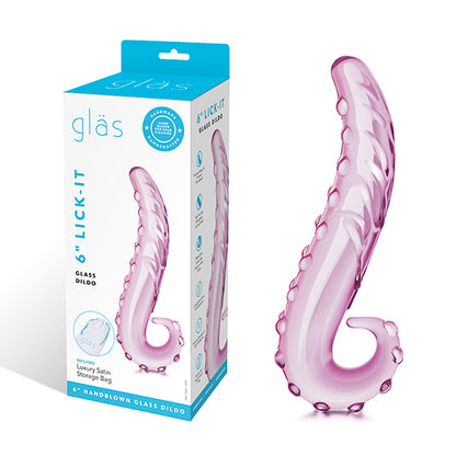 Pink Lick It Clear Glass Dildo