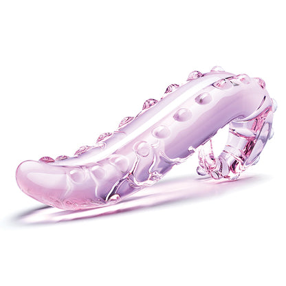 Pink Lick It Clear Glass Dildo