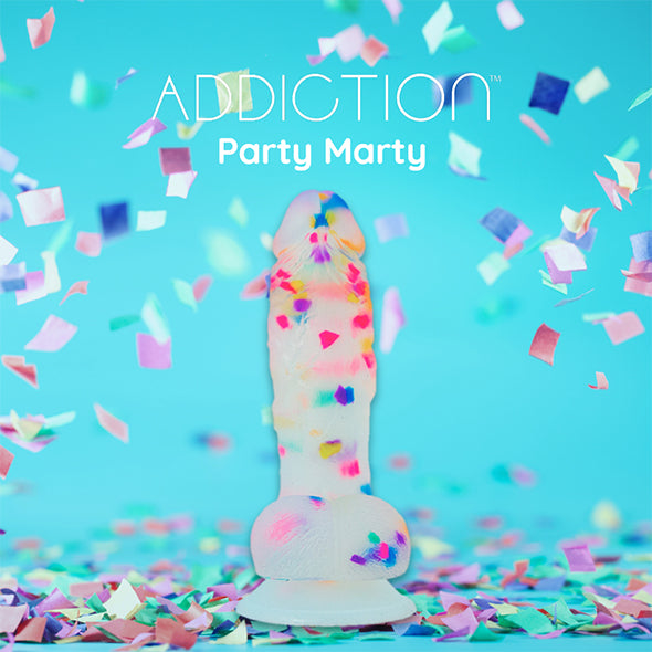 Rainbow Confetti Silicone Dildo - Party Marty by Addiction