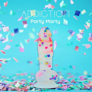 Rainbow Confetti Silicone Dildo - Party Marty by Addiction