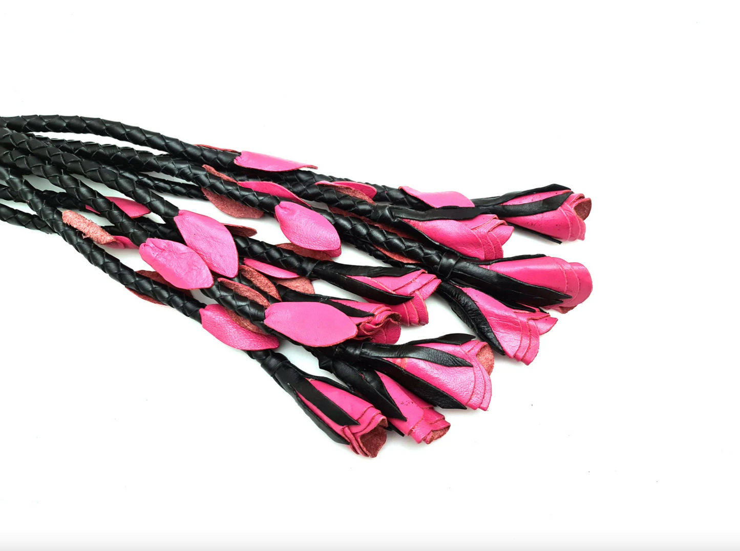 Thuddy Pink Leather Rose Flogger Nine Tails