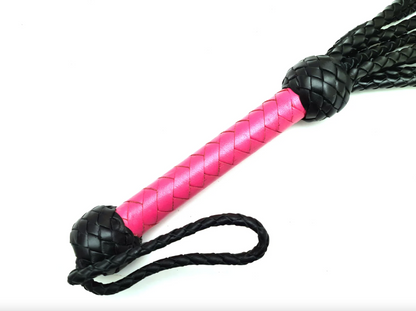 Thuddy Pink Leather Rose Flogger Nine Tails