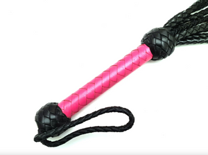 Thuddy Pink Leather Rose Flogger Nine Tails